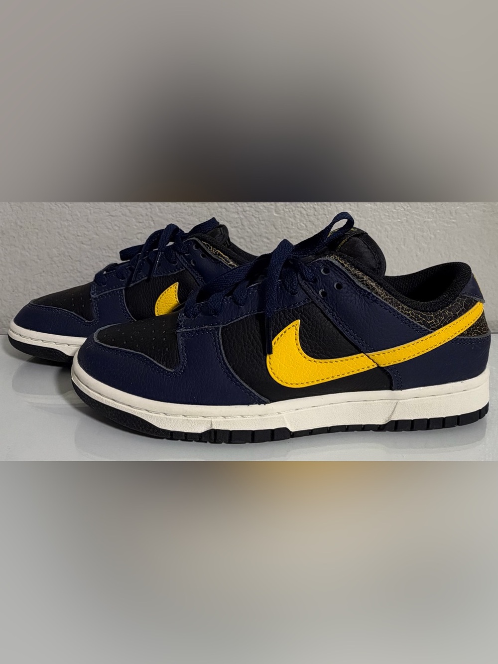 Women’s Nike Dunk Low Vintage “Michigan” in Midnight Navy / Tour Yellow 8